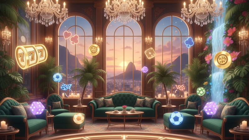 Lounge VIP luxuoso, simbolizando a exclusividade do Clube P77.com.